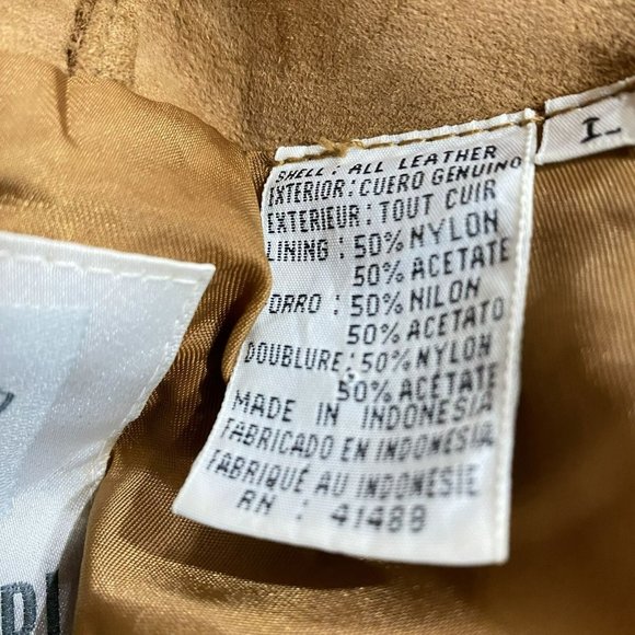 Together Women's Brown Leather Shawl Lapel Single Breasted Blazer Jacket Size L - Picture 14 of 15